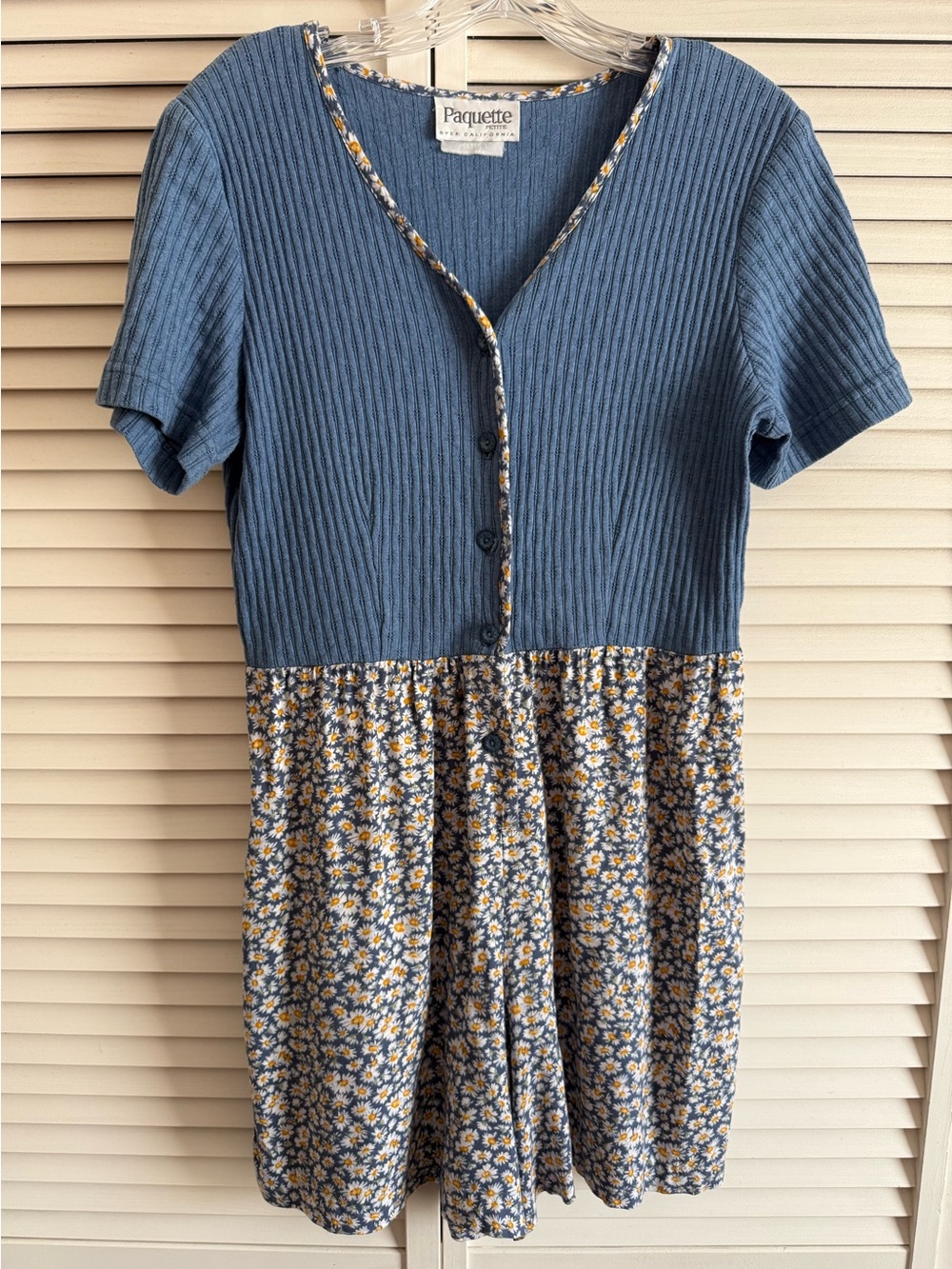 Vintage 90’s.  Paquette.  Blue Knit-Top with Casual Floral Shorts